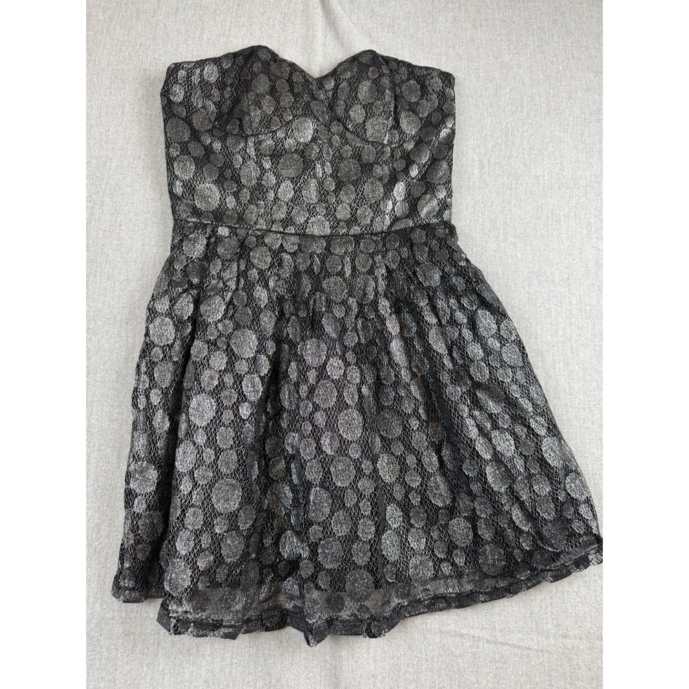 NWT JACK By BB Dakota Women's Silver Strapless Lace Dress Flare Size 10